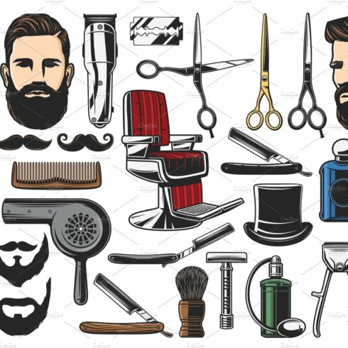 Barbershop haircut and shave tools cover image.