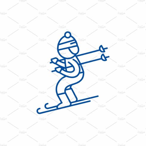 Skiing line icon concept. Skiing cover image.