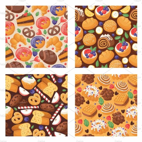 Pastry vector seamless pattern baked cover image.
