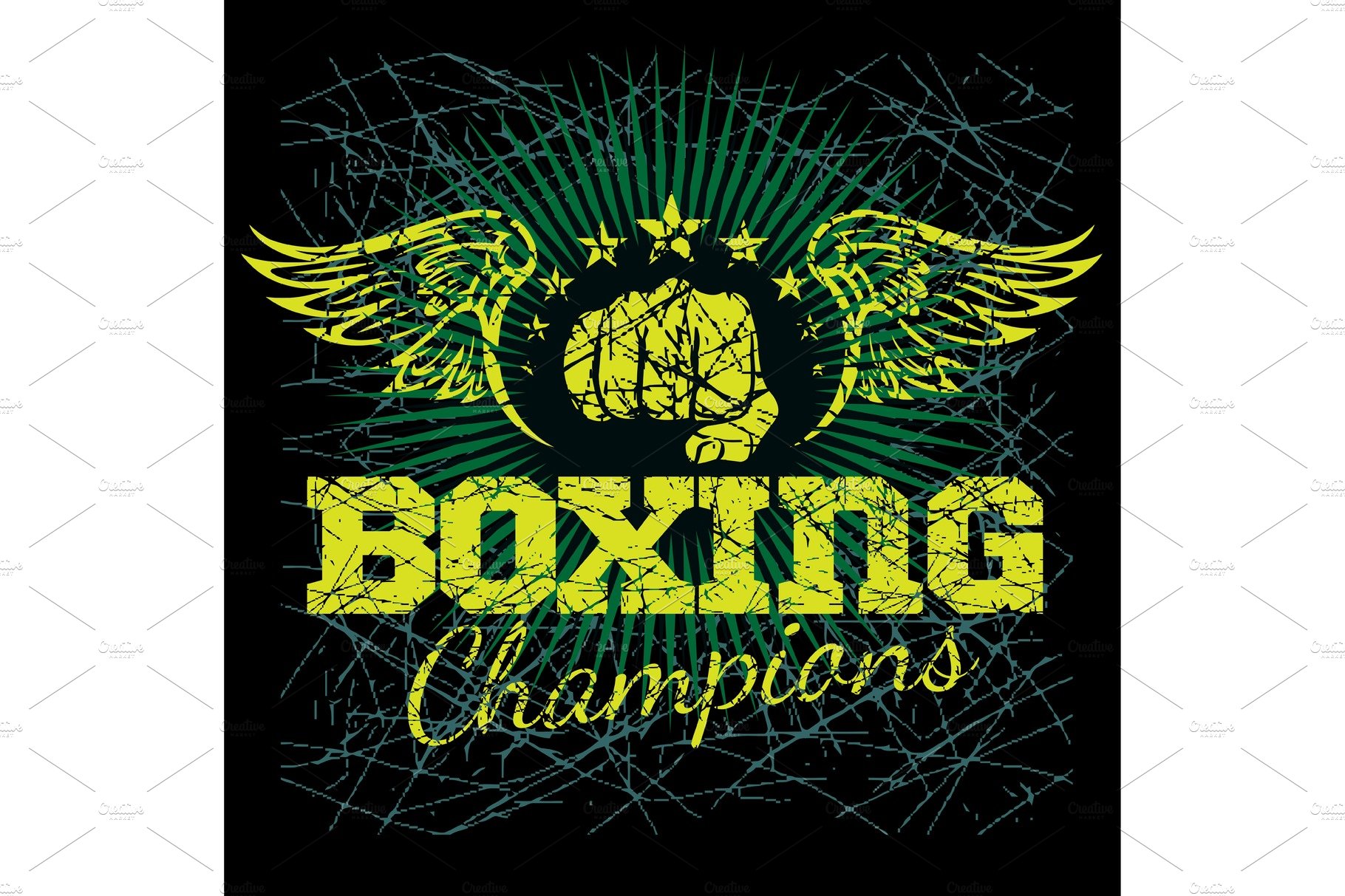 Boxing labels on grunge background cover image.