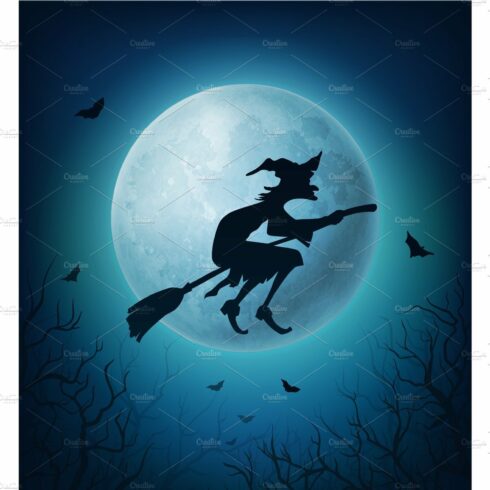 Halloween witch on broom cover image.