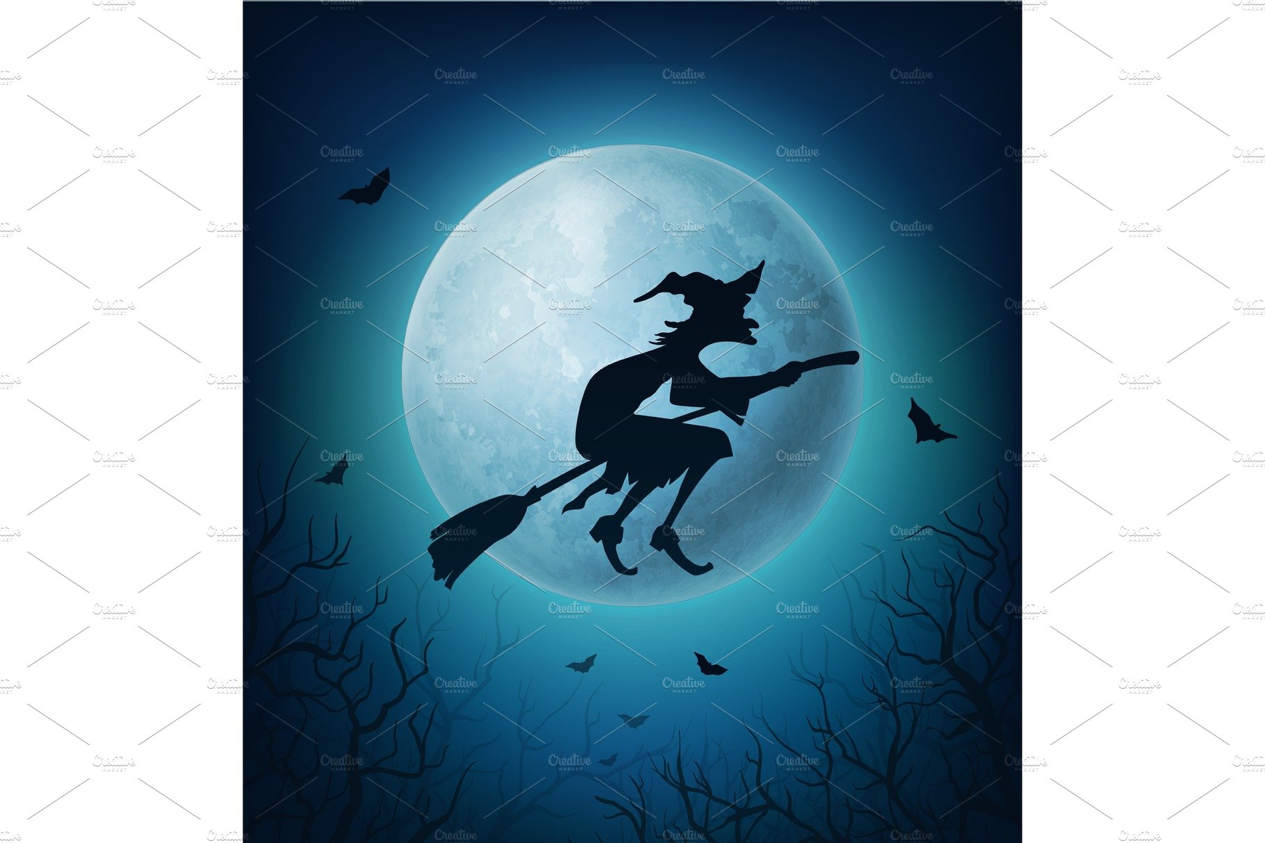 Halloween witch on broom cover image.