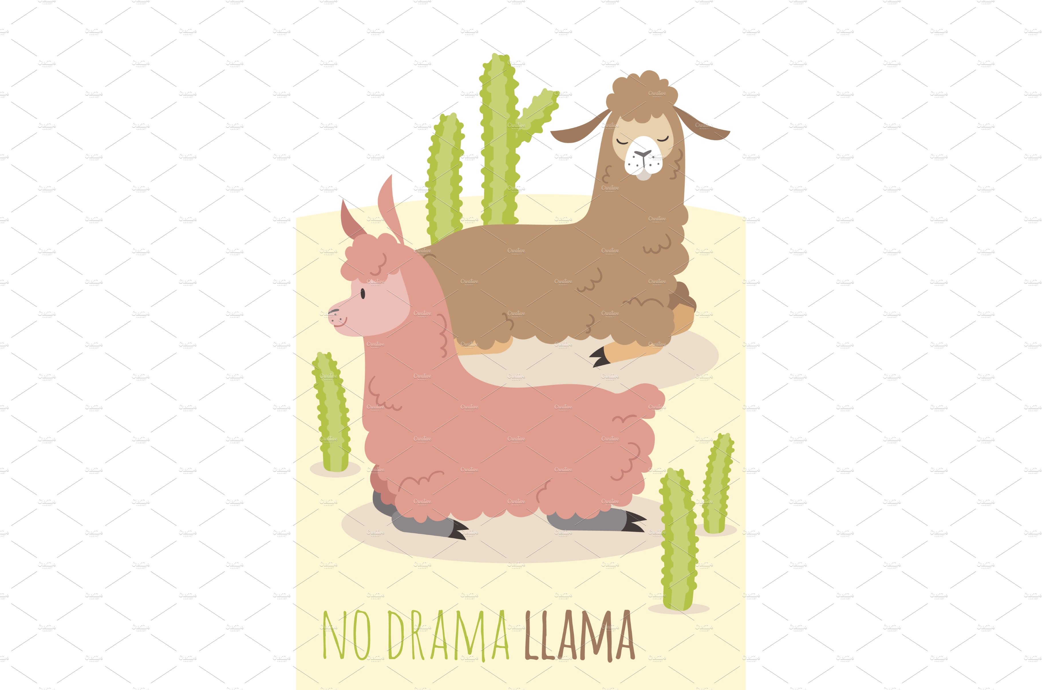 No drama llama card. Relaxing alpaca cover image.