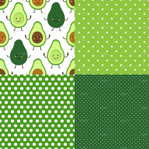 Set of seamless patterns with cute cover image.
