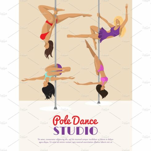 Woman pole dancing studio poster cover image.