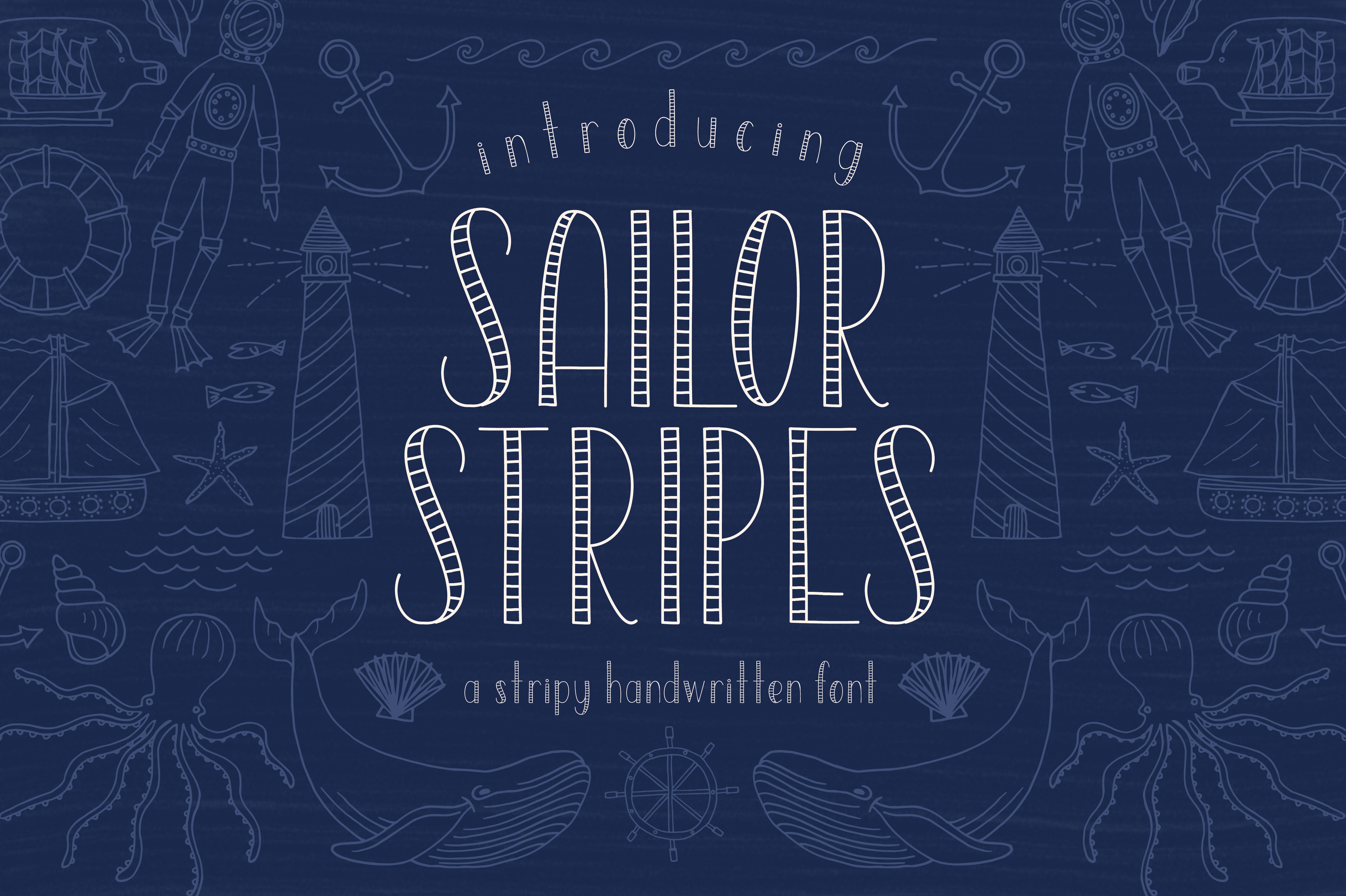 Sailor Stripes Font + Illustrations cover image.
