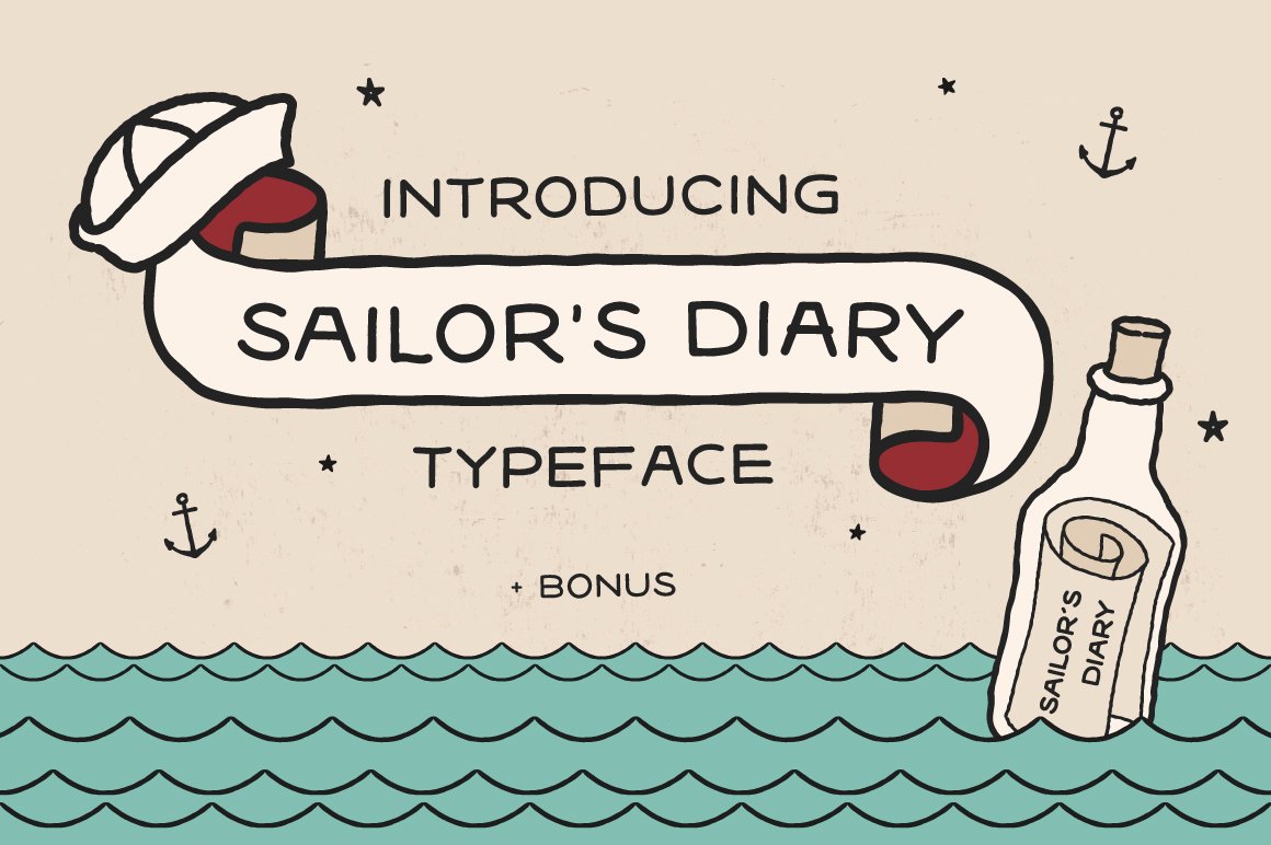 Sailors Diary Font Bundle preview image.