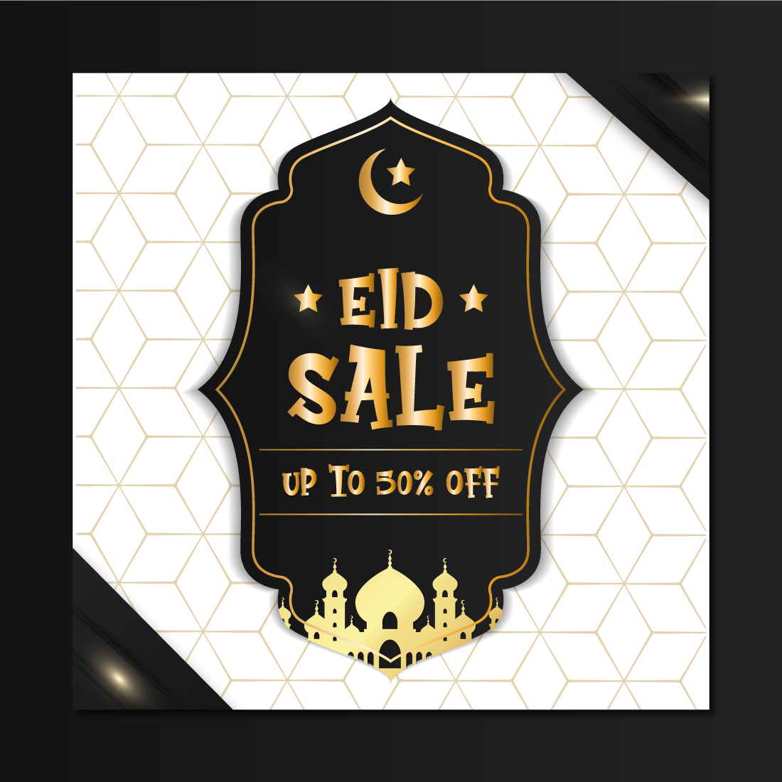 Eid mubarak creative sale and discount banner or tag design cover image.