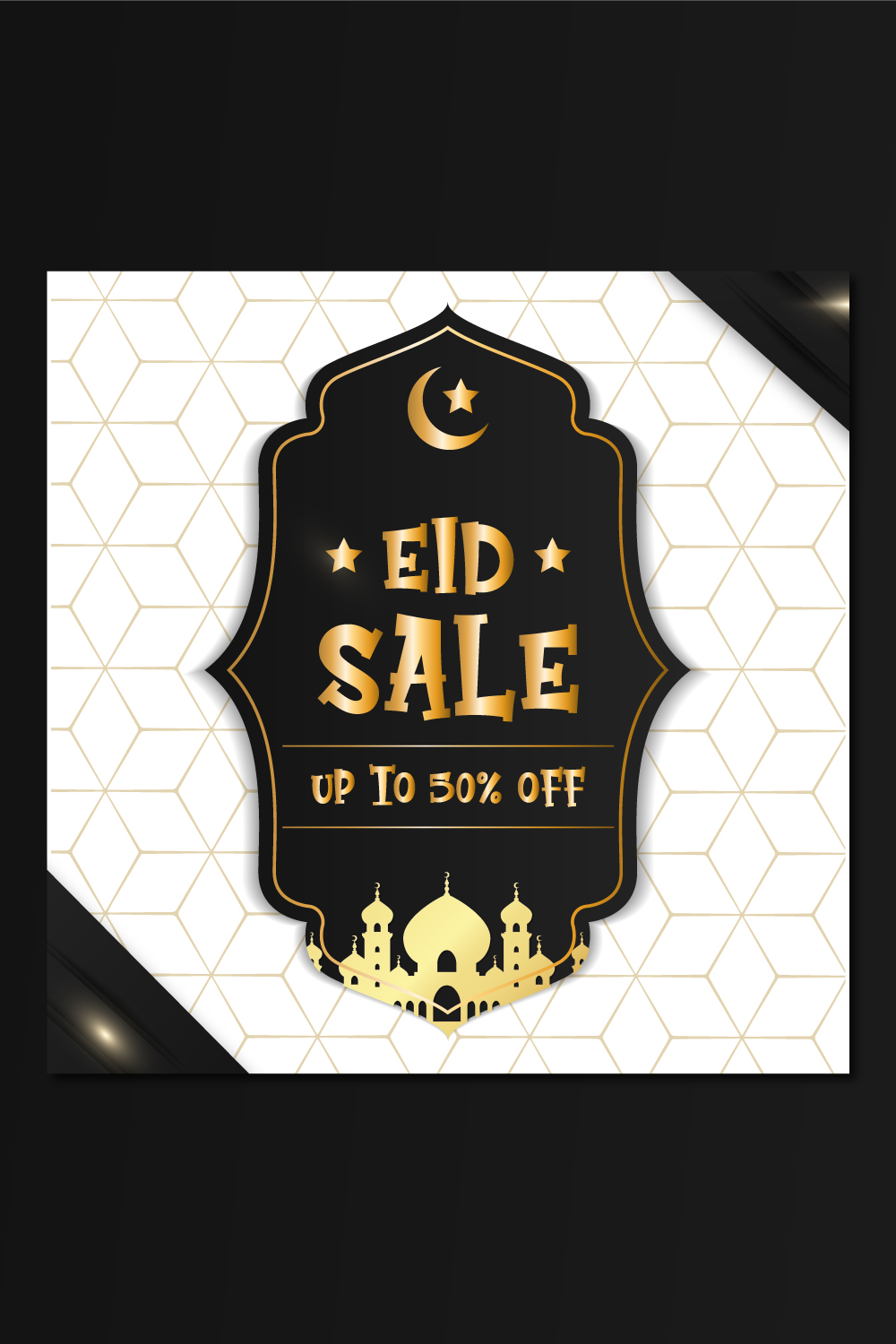 Eid mubarak creative sale and discount banner or tag design pinterest preview image.