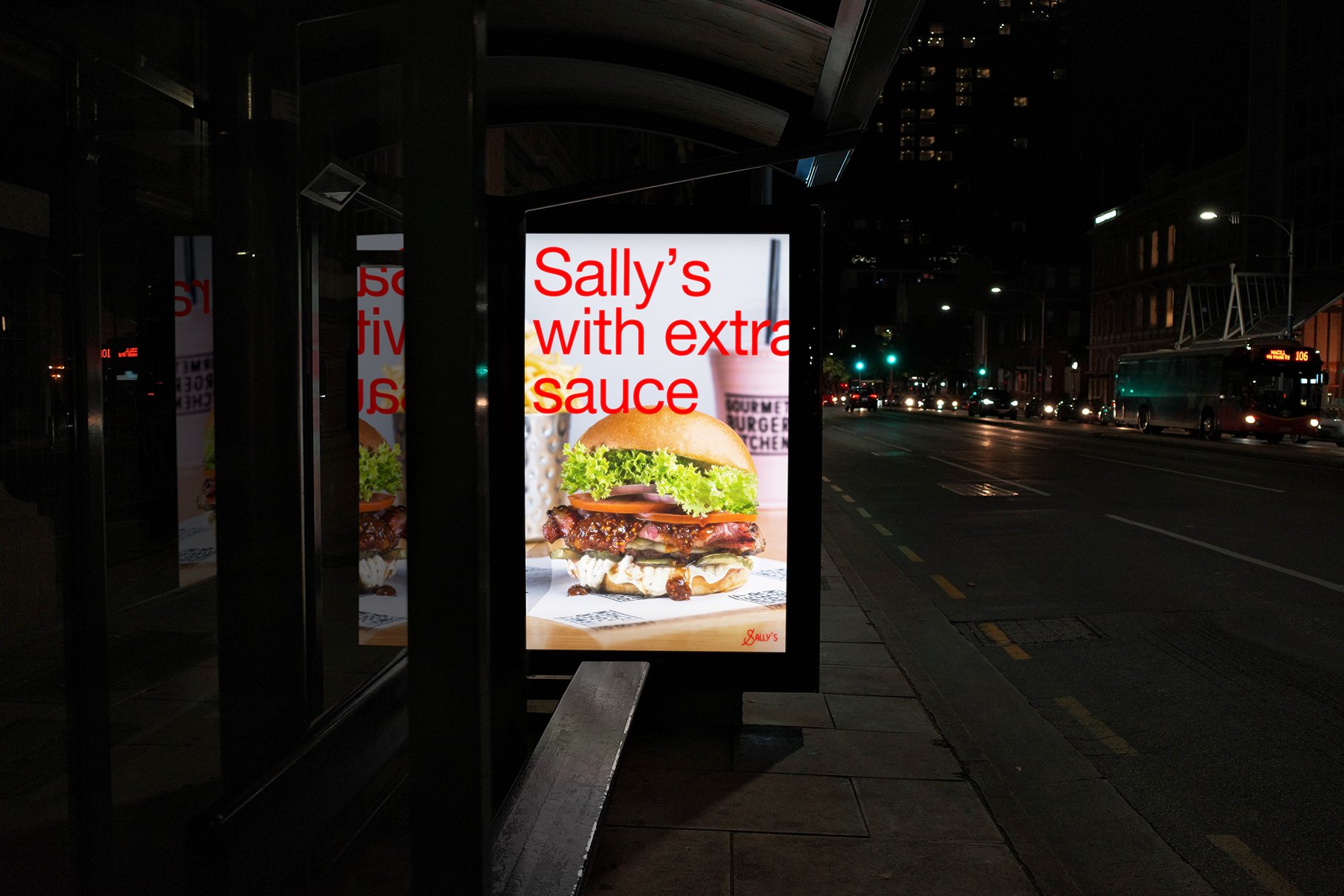 Night Bus Station Billboard Mockup cover image.