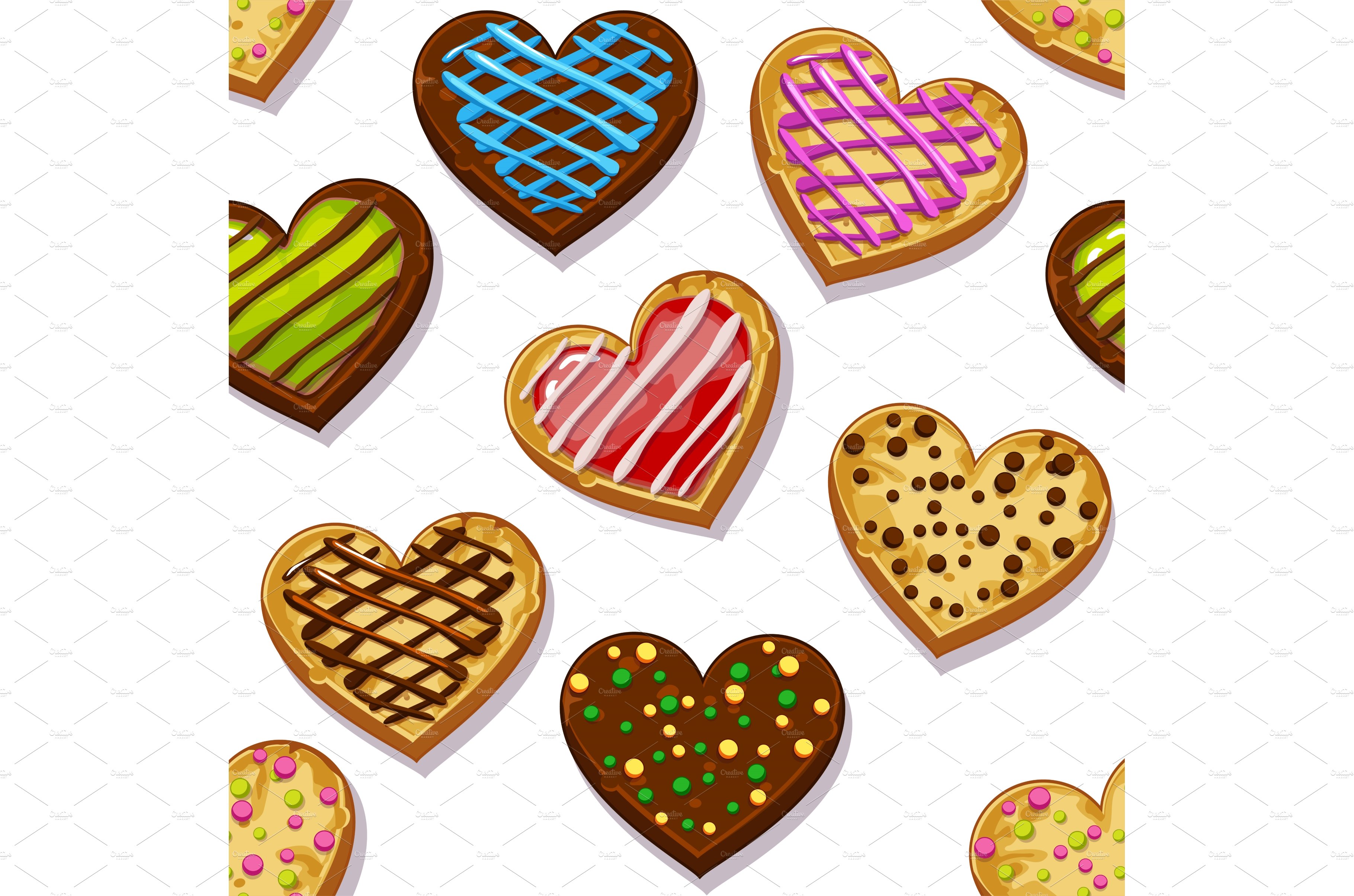 Seamless pattern sweet cookies heart cover image.