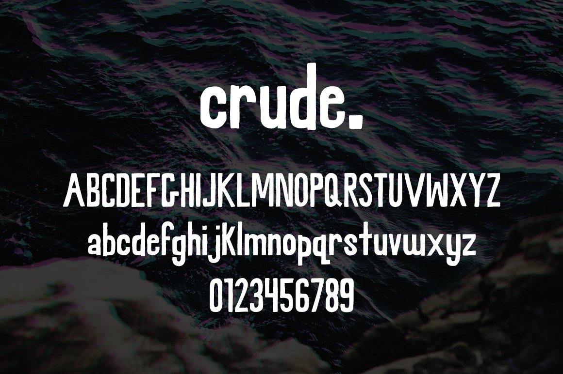 Crude - A rough hand font preview image.