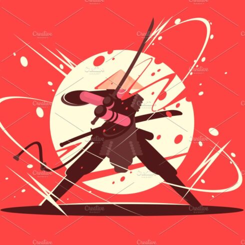 Japanese battle samurai with katana cover image.