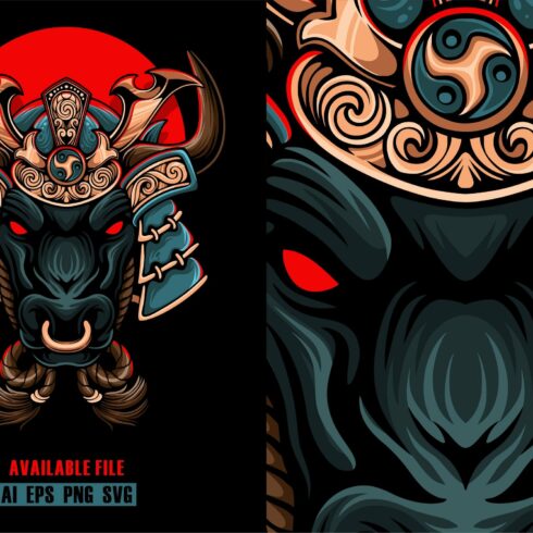 Samurai Bull Vector Illustration cover image.