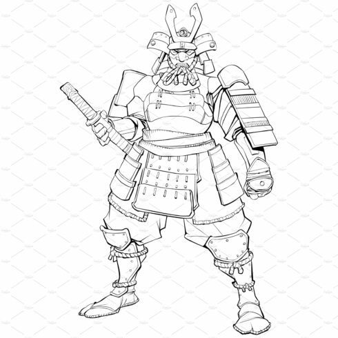 Samurai Warrior Line Art cover image.