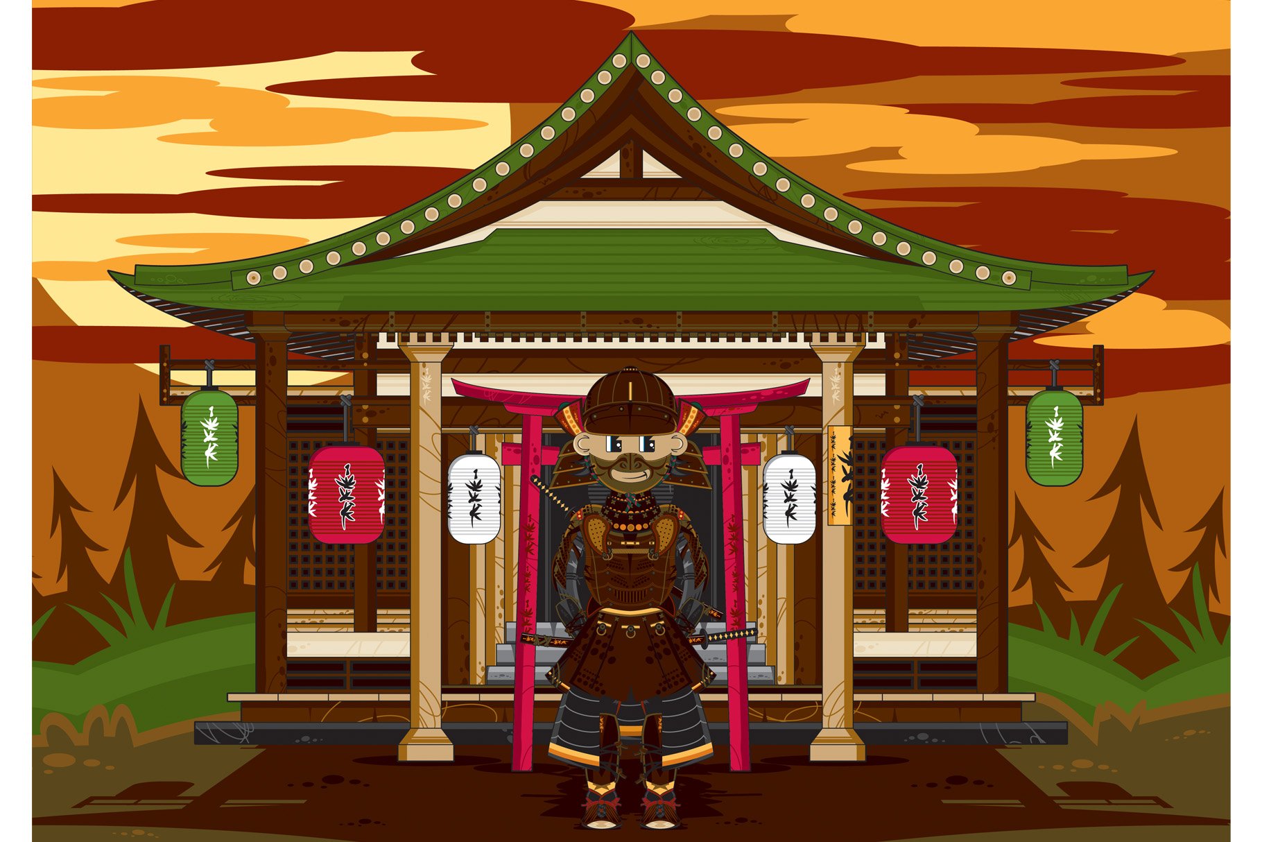 Fierce Samurai Warrior at Temple cover image.