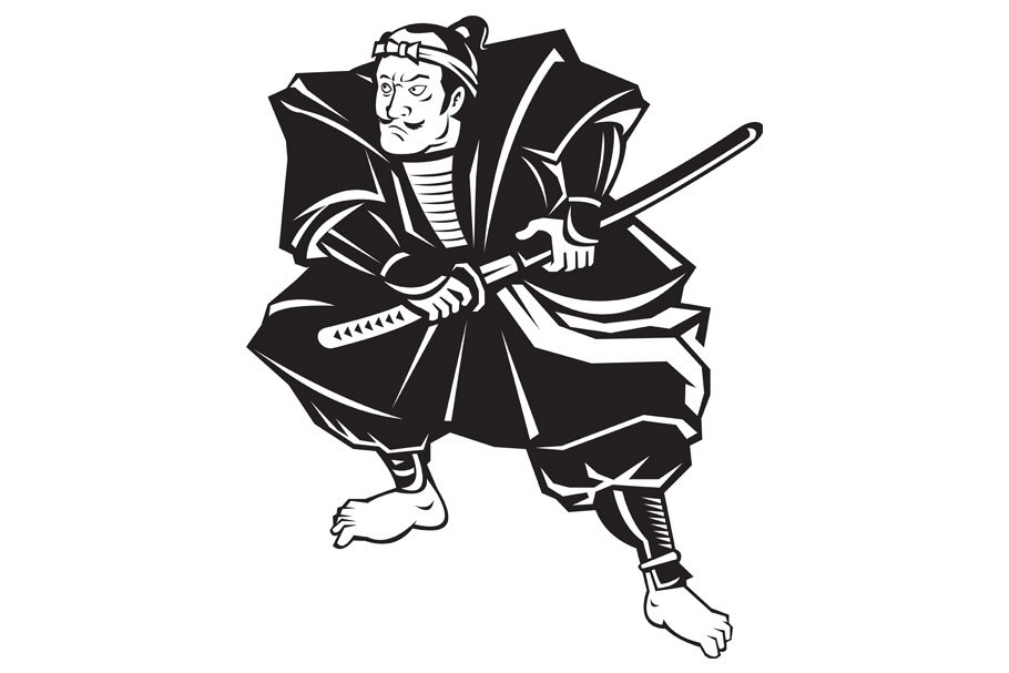 Samurai warrior with katana sword cover image.