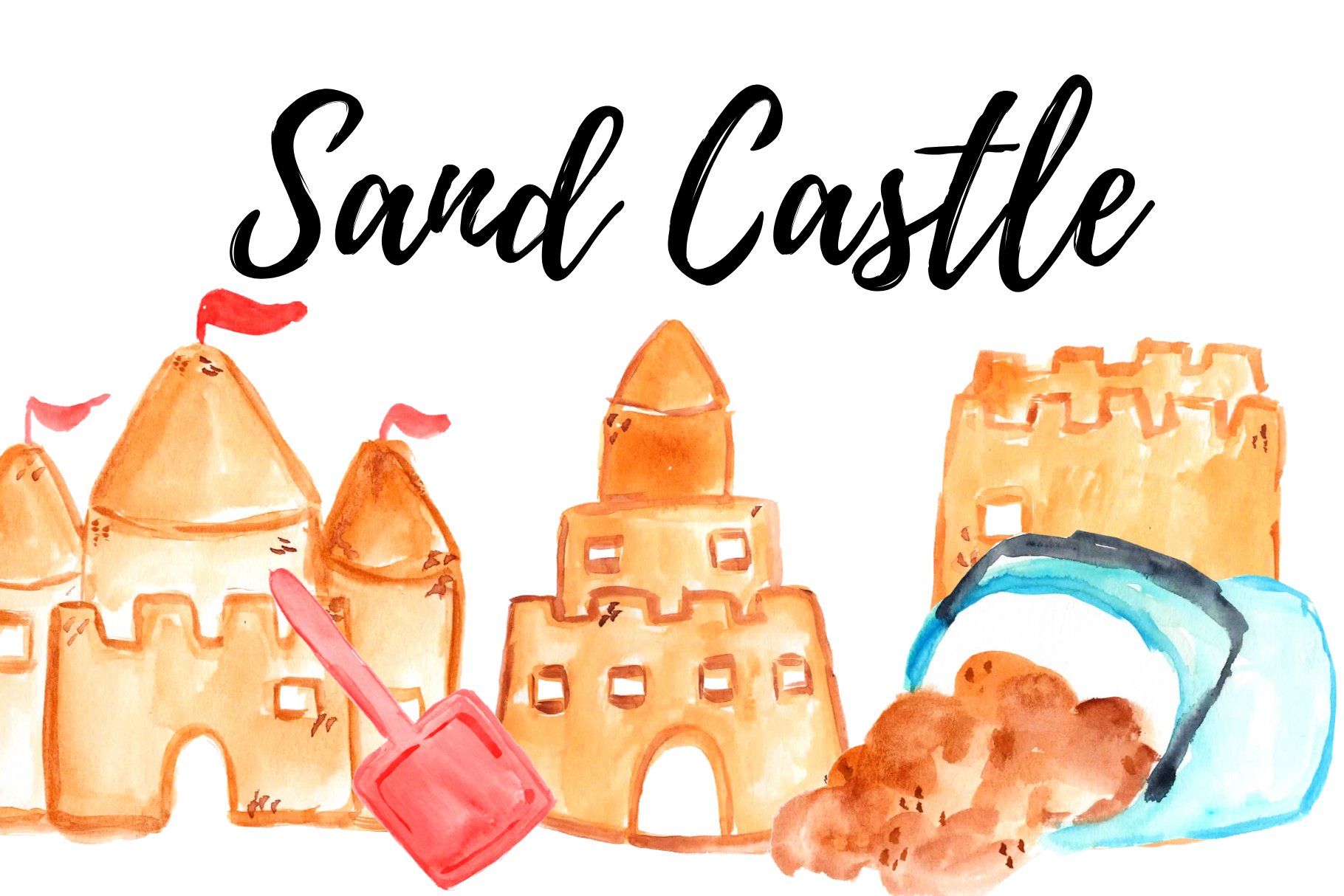 Summer Beach Sand Castle Clipart cover image.