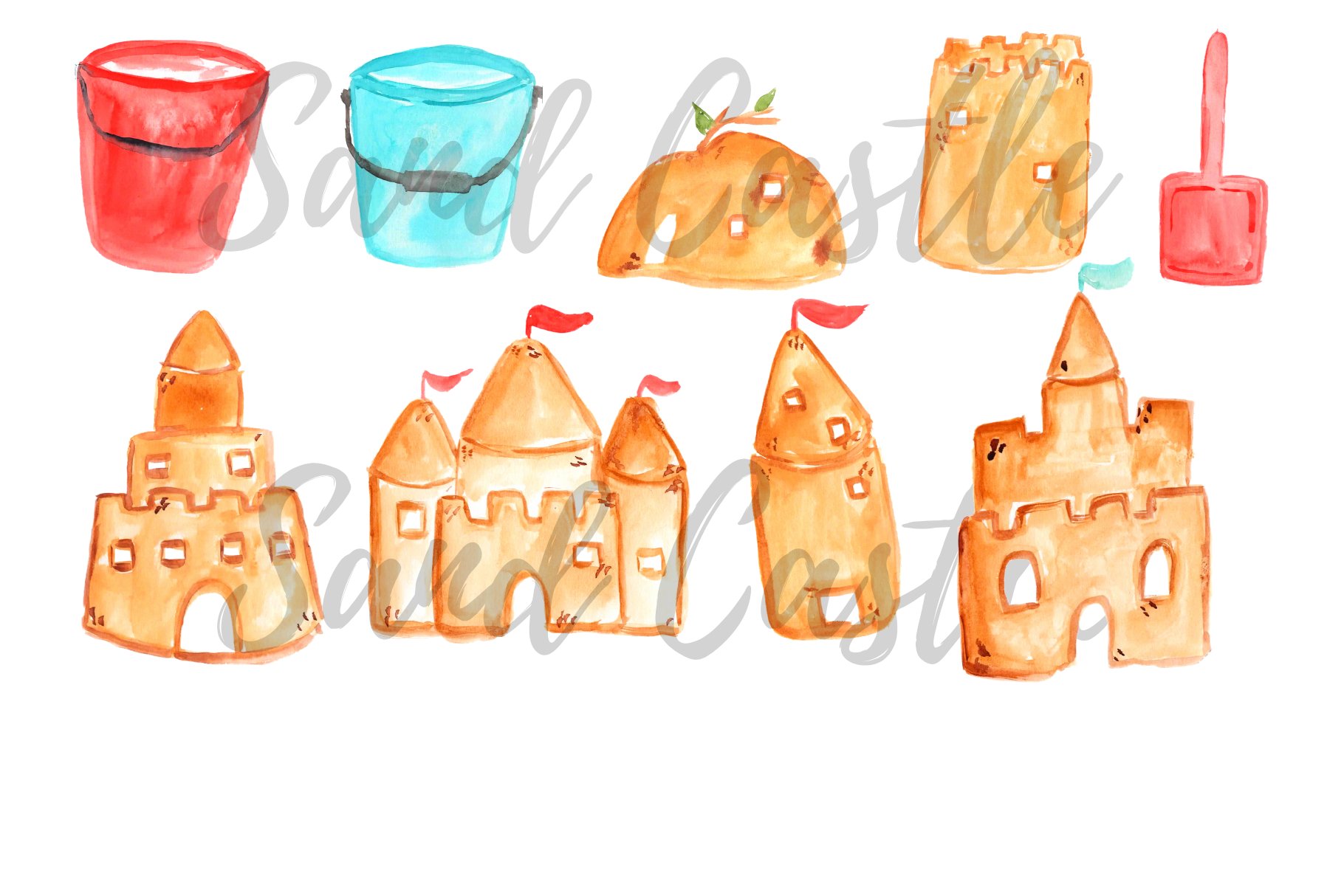 Summer Beach Sand Castle Clipart preview image.