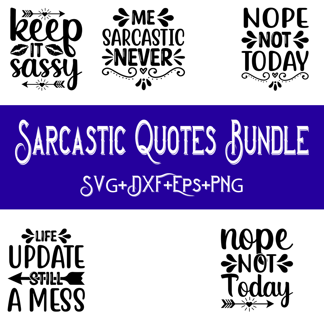 Sarcastic quotes bundle svg and png.