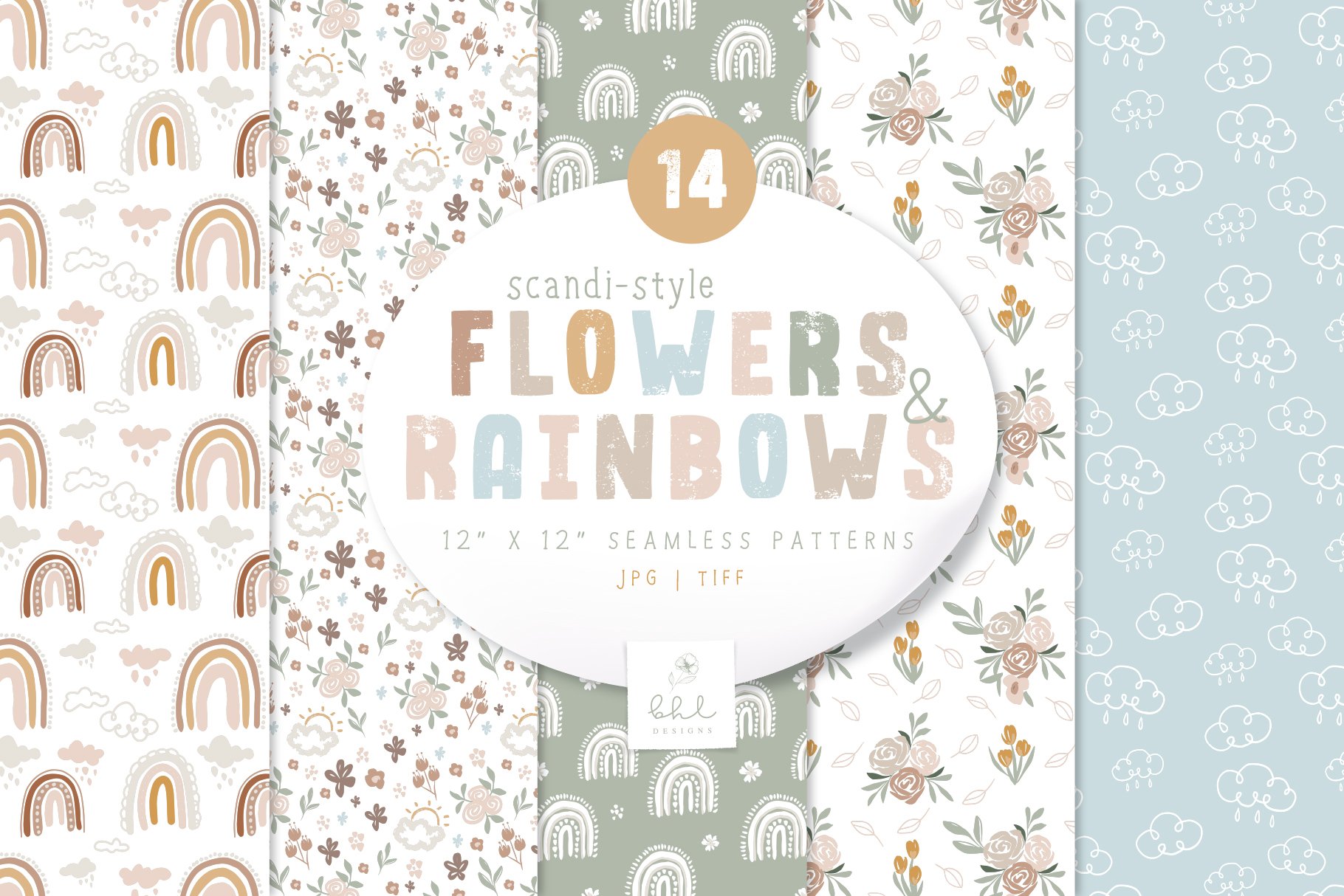 Scandi-Style Flowers and Rainbows cover image.