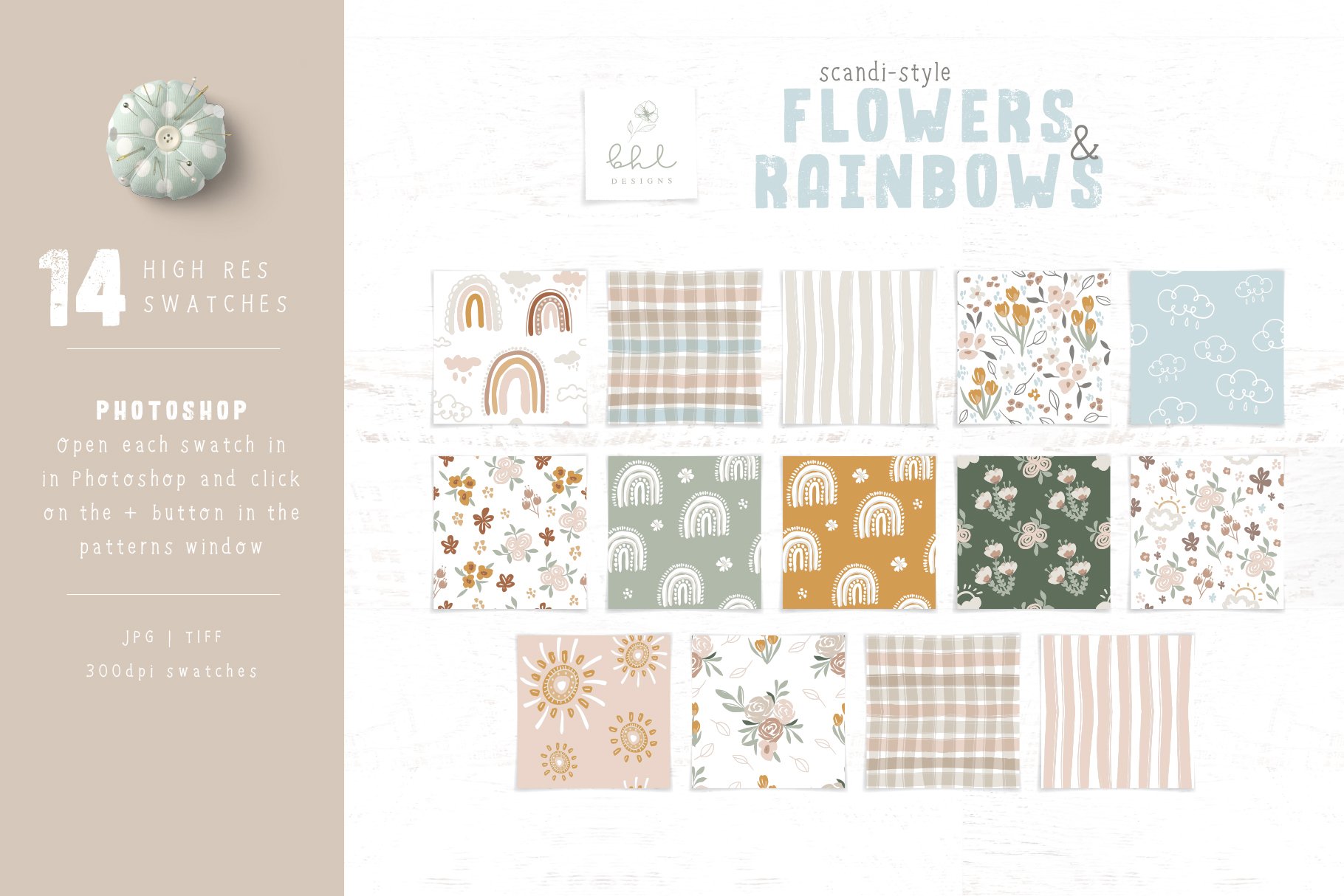 Scandi-Style Flowers and Rainbows preview image.