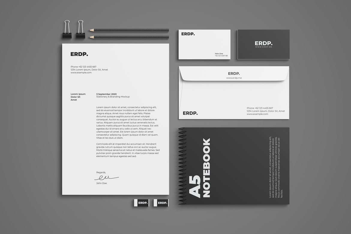 Stationery Mockup Photoshop template preview image.