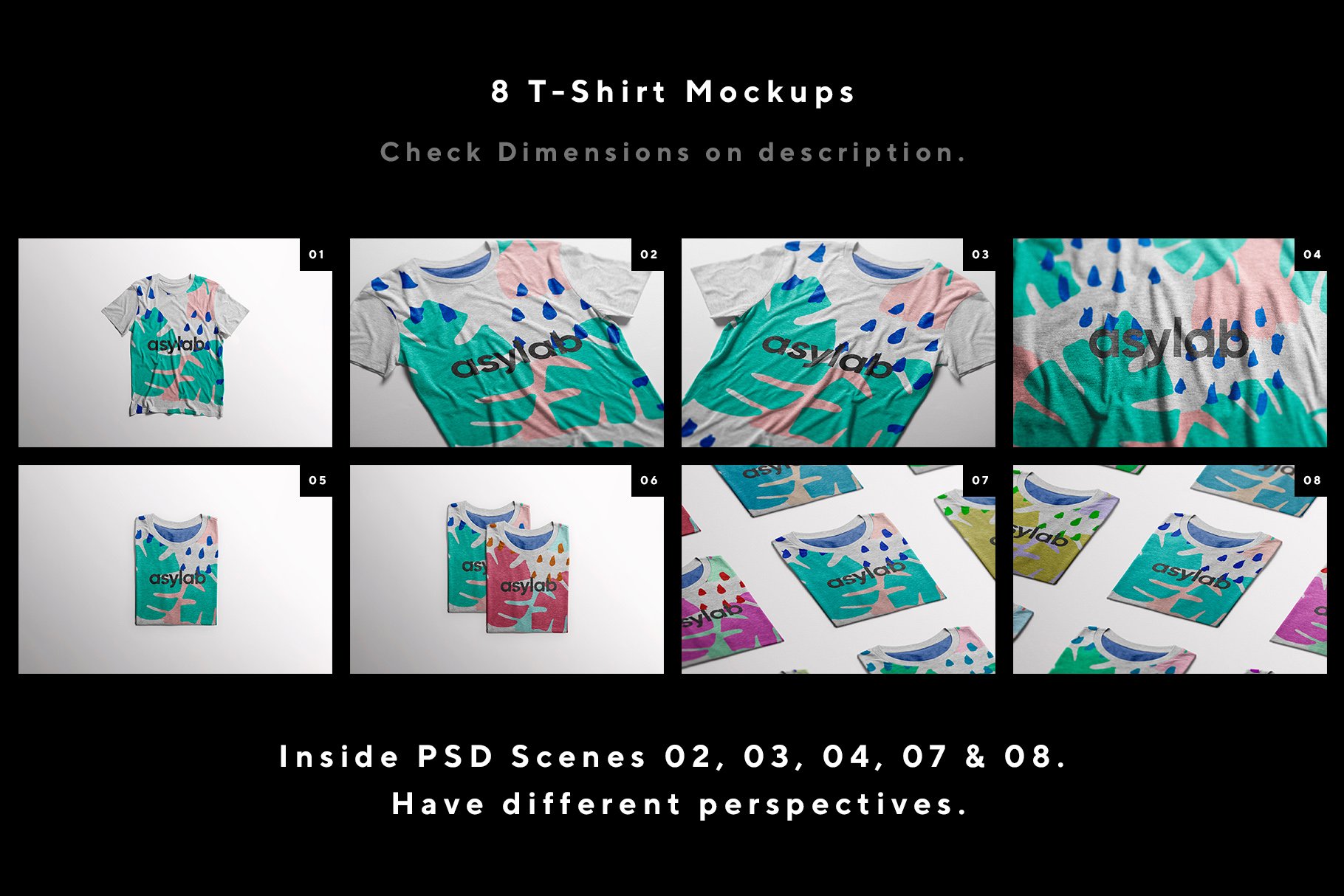 8 T-Shirt Mockups - PSD preview image.