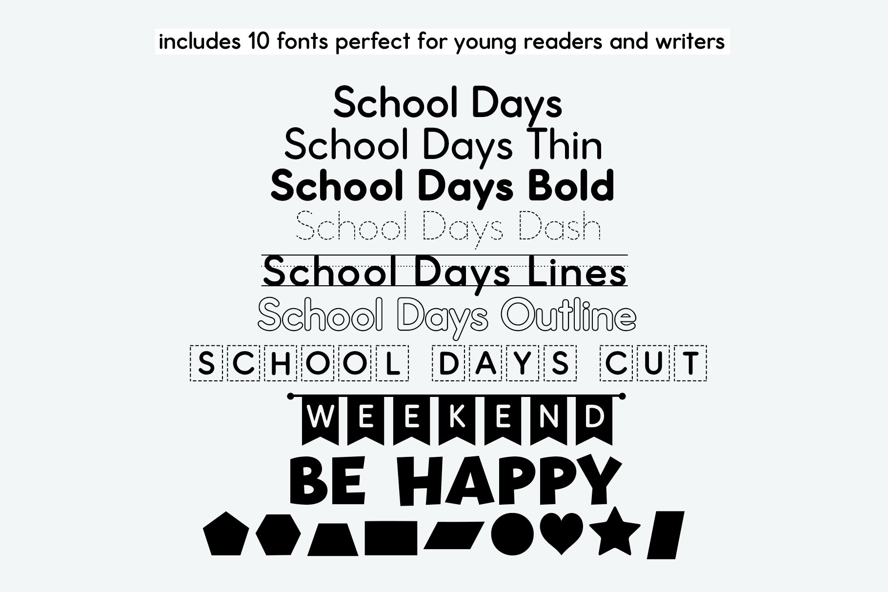School Font Bundle | 10 Fonts preview image.