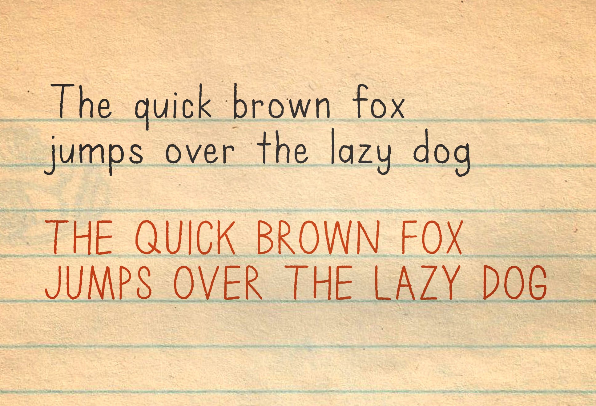 Schoolbook — A hand drawn font preview image.