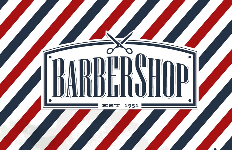 Collection of barber shop logo preview image.