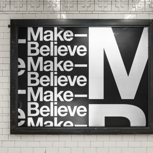 Subway station wide poster mockup cover image.