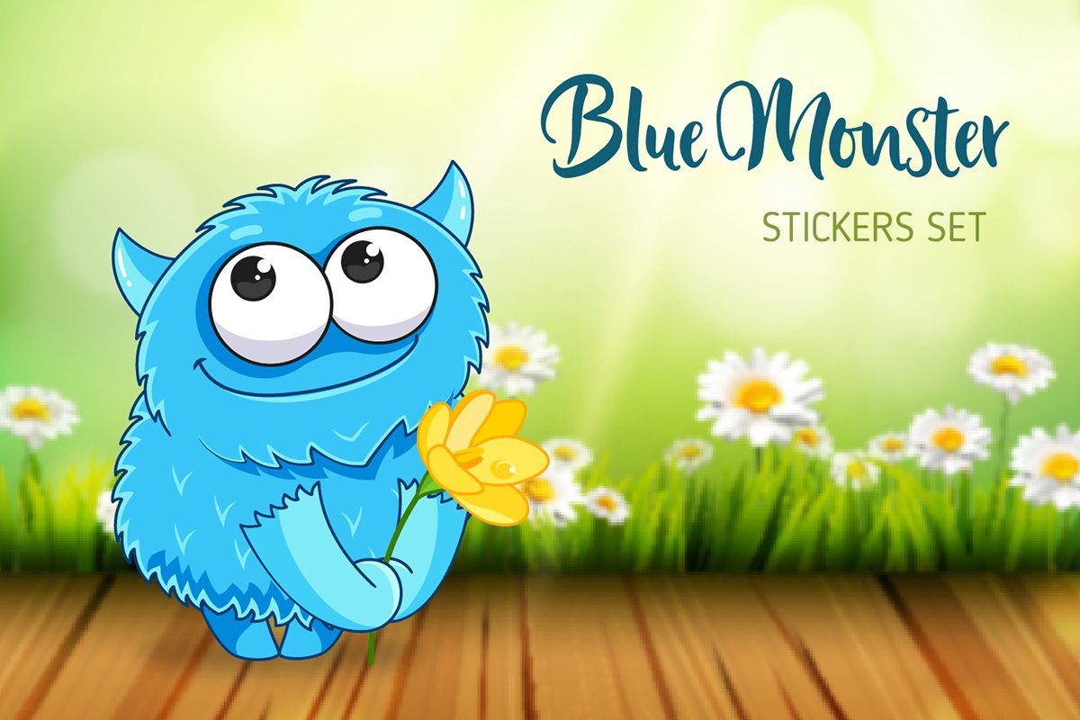Blue Monster Emotional Stickers Set cover image.