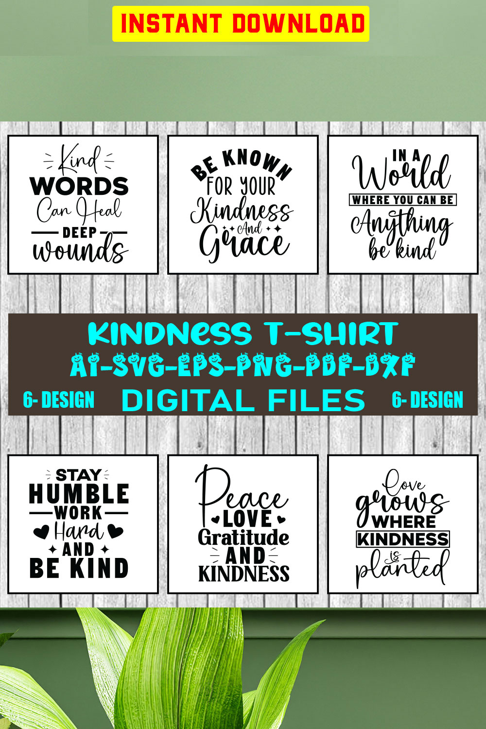 Kindness T-shirt Design Bundle Vol-4 pinterest preview image.