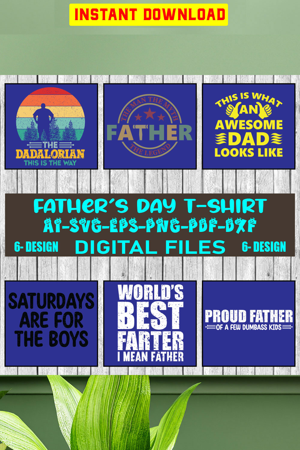 Father's Day T-shirt Design Bundle Vol-20 pinterest preview image.