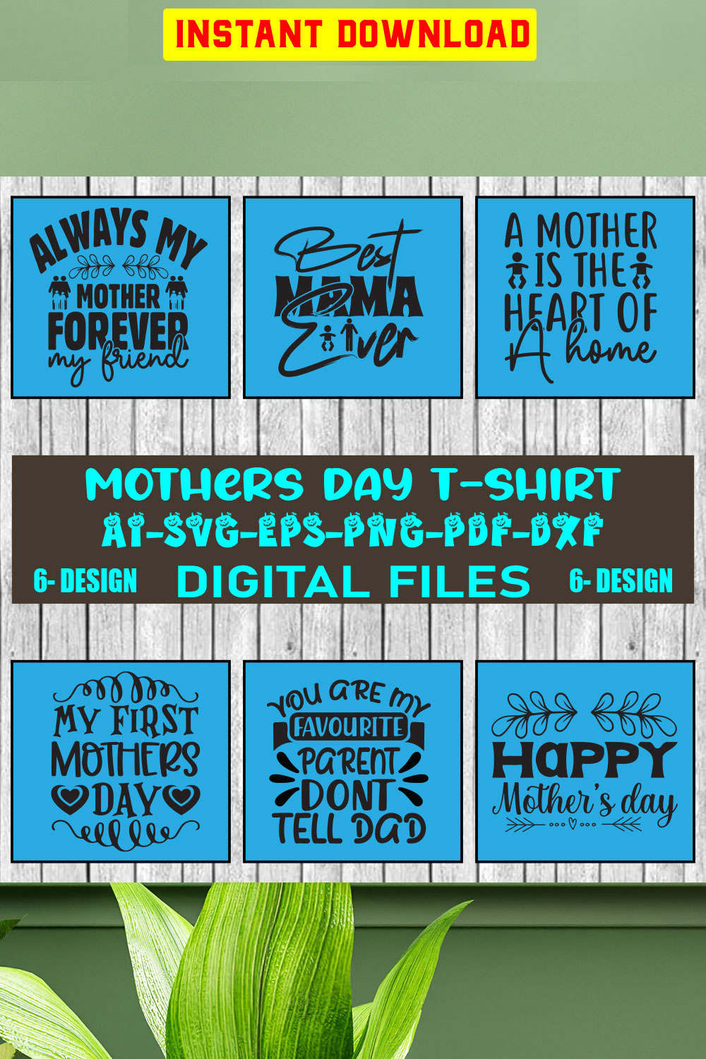 Mothers Day T-shirt Design Bundle Vol-04 pinterest preview image.