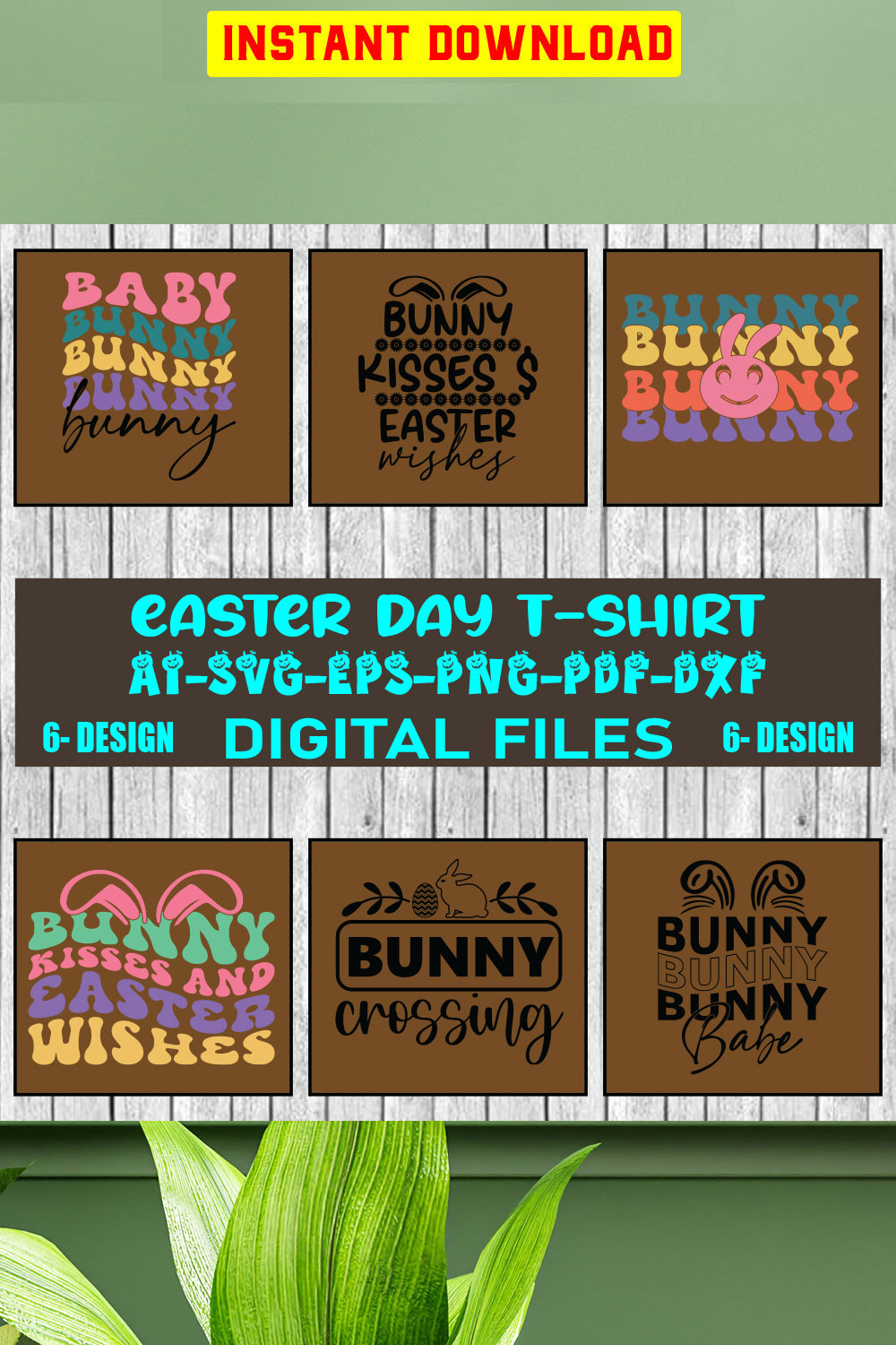 Easter T-shirt Design Bundle Vol-01 pinterest preview image.