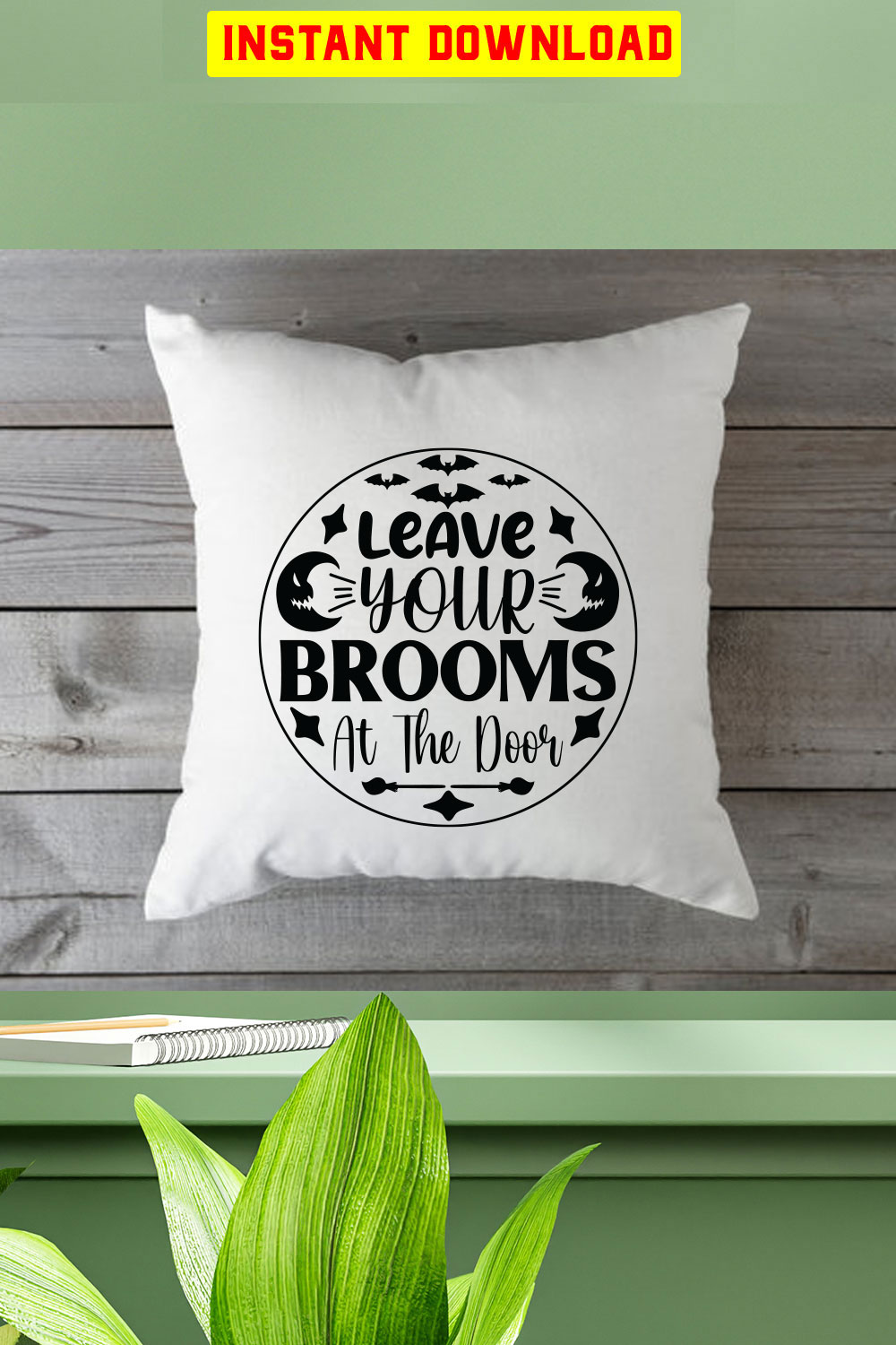 Leave Your Brooms At The Door pinterest preview image.