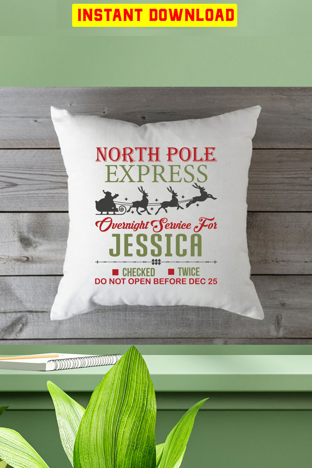 North Pole Express Overnight Service For Jessica Checked Twice Do Not Open Before Dec 25 pinterest preview image.