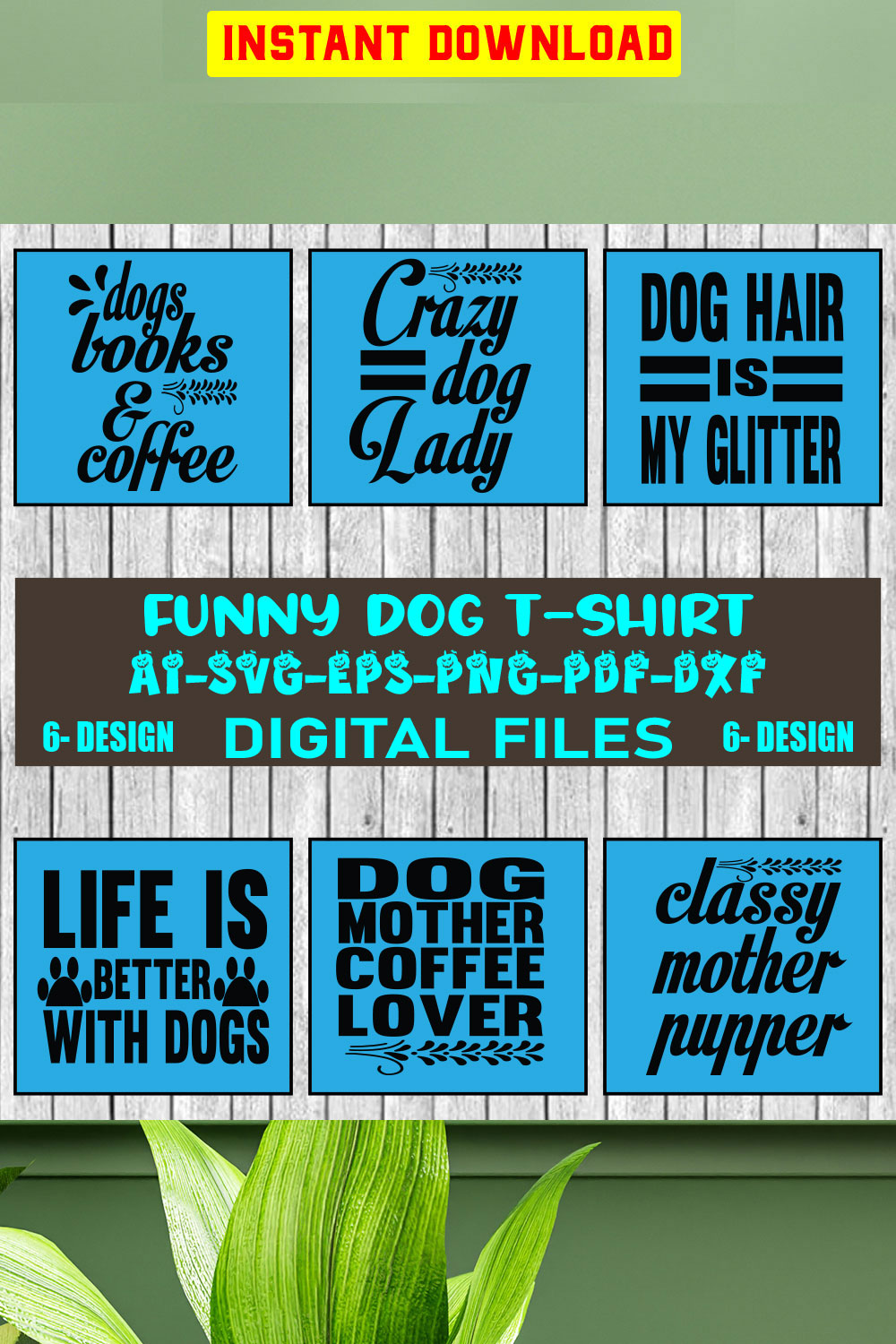 Funny Dog T-shirt Designs Bundle Vol-1 pinterest preview image.