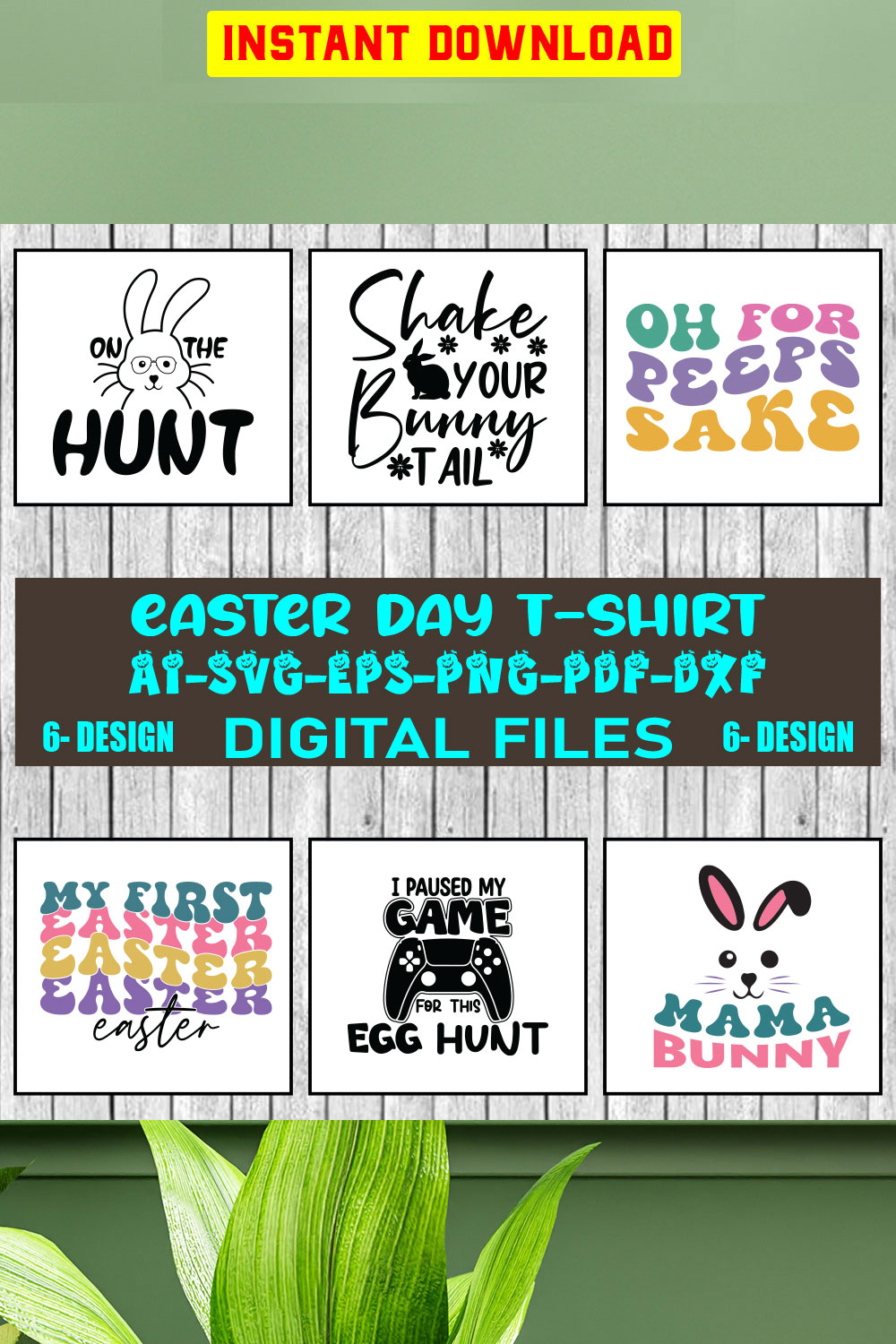 Easter T-shirt Design Bundle Vol-06 pinterest preview image.