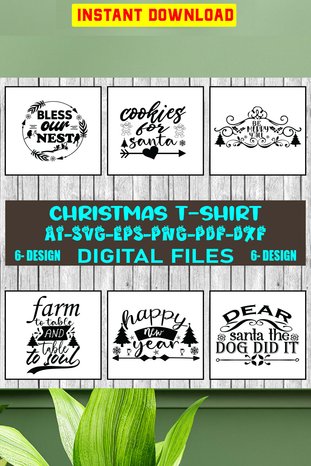 Christmas T-shirt Design Bundle Vol-01 pinterest preview image.