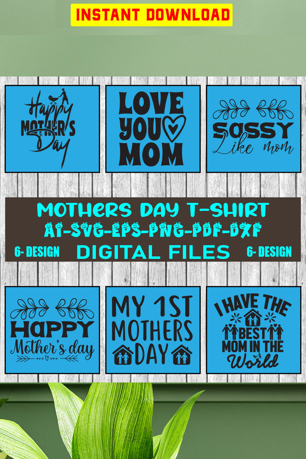 Mothers Day T-shirt Design Bundle Vol-06 pinterest preview image.