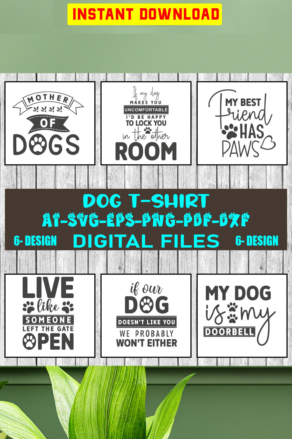 Dog T-shirt Design Bundle Vol-3 pinterest preview image.