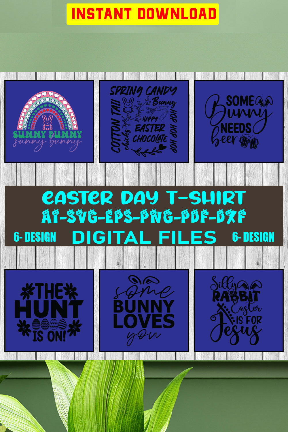 Easter T-shirt Design Bundle Vol-07 pinterest preview image.