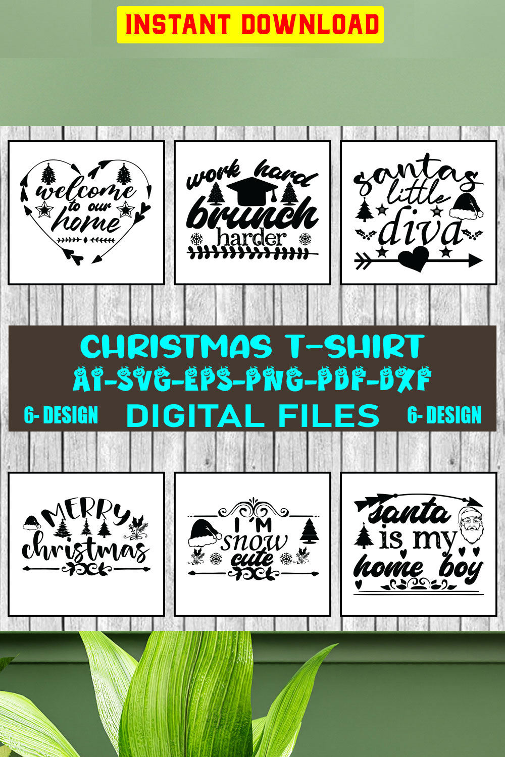 Christmas T-shirt Design Bundle Vol-02 pinterest preview image.