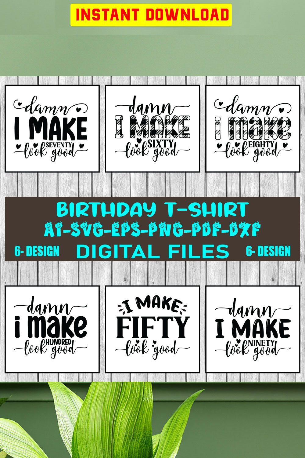 Birthday T-shirt Design Bundle Vol-1 pinterest preview image.