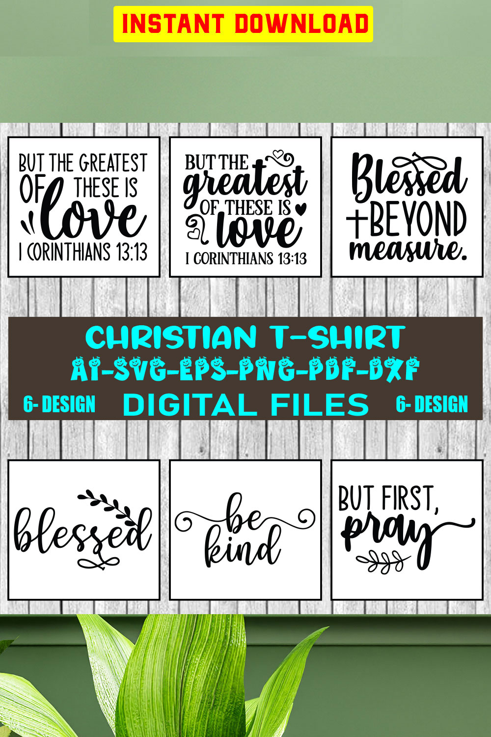 Christian T-shirt Design Bundle vol -01 pinterest preview image.