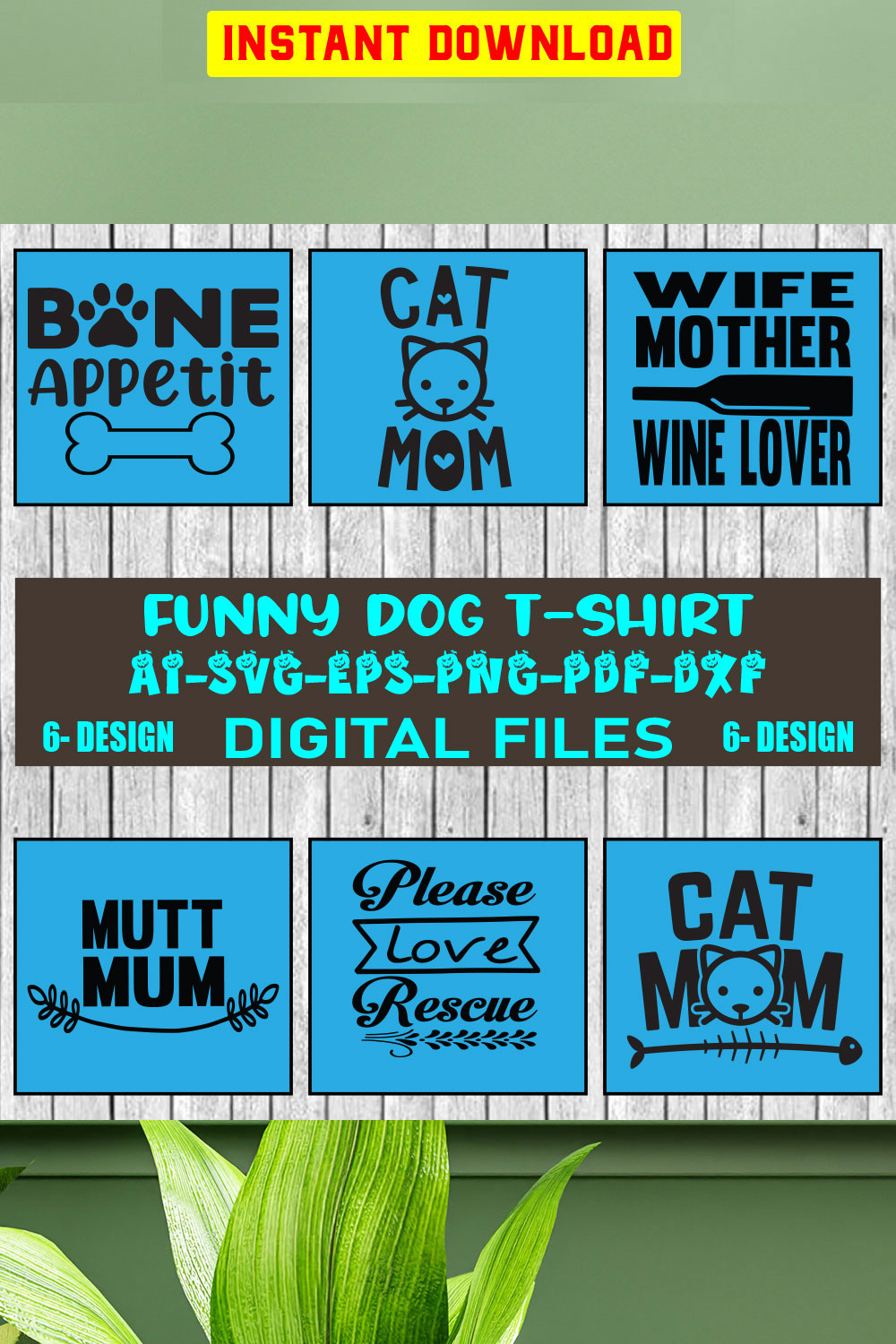 Funny Dog T-shirt Designs Bundle Vol-3 pinterest preview image.