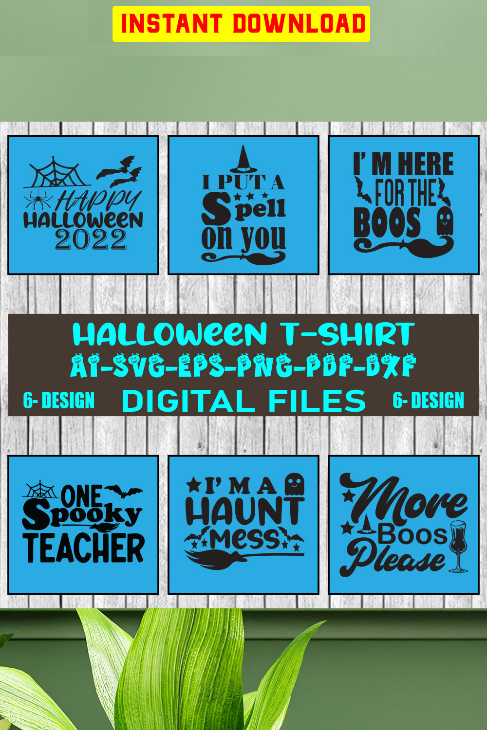 Halloween T-shirt Design Bundle Vol-06 pinterest preview image.